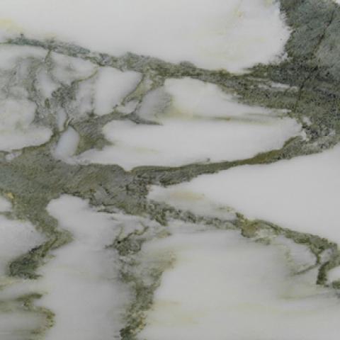 white marble with green veins.